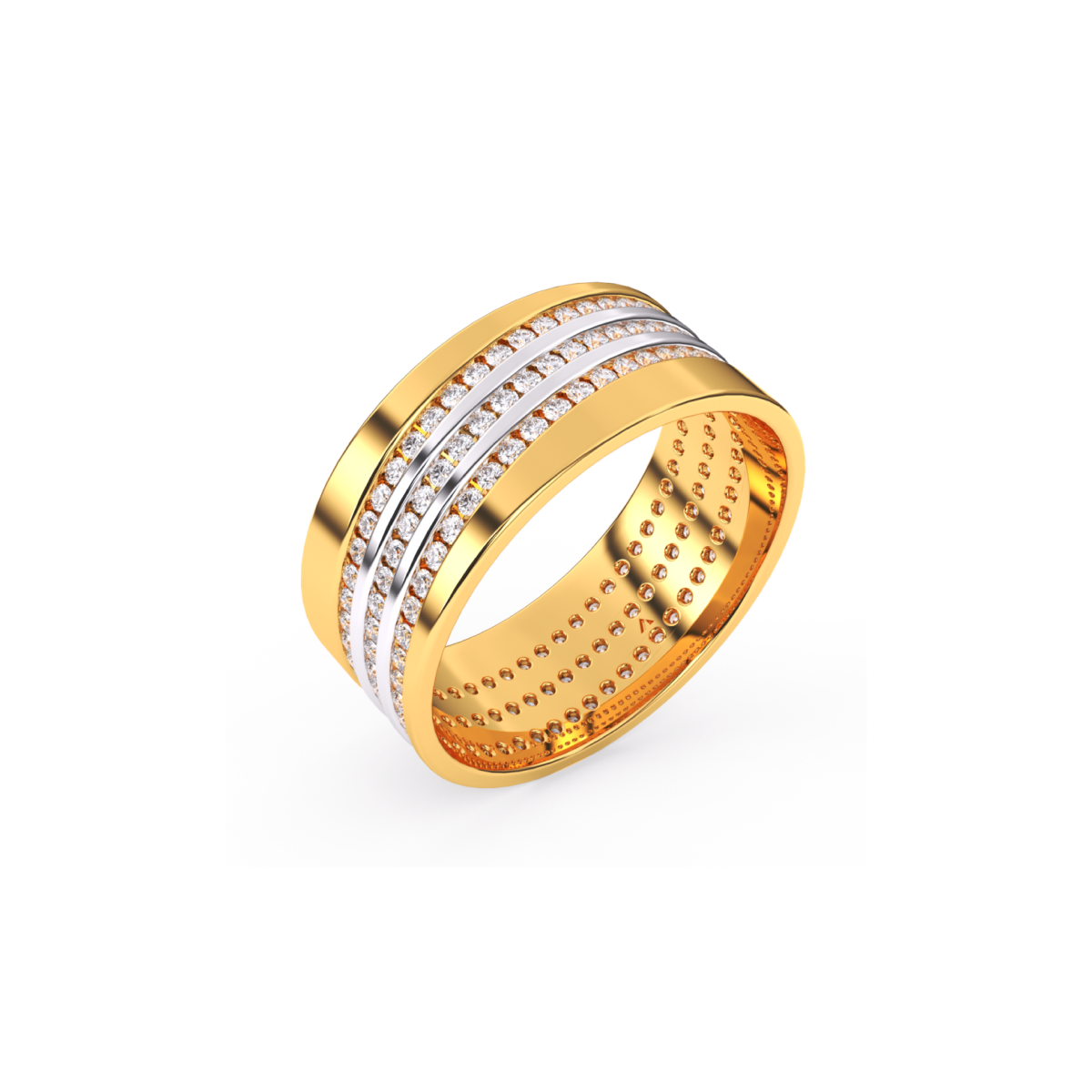 Vintage Three Row Diamond Couple Band